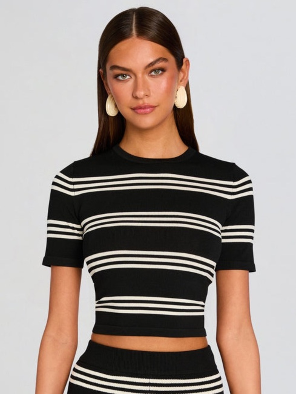 SEROYA Ry Knit Top in Black and White Stripe